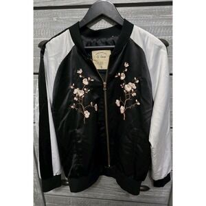 Vintage Ci Sono Womans Jacket Size Large Polyester Two Tone Floral